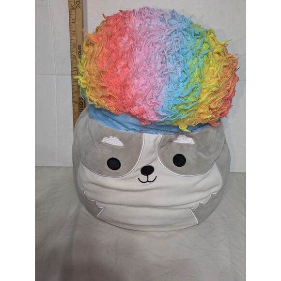 Squishmallow Ridge Husky Dog 16" Stuffed Plush Squishdoo Rainbow Afro RARE Read - Picture 9 of 10